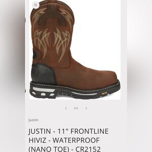 JUSTIN - 12” FRONTLINE HIVIZ - WATERPROOF (NANO TOE) - CR2152 sz 12 new no box